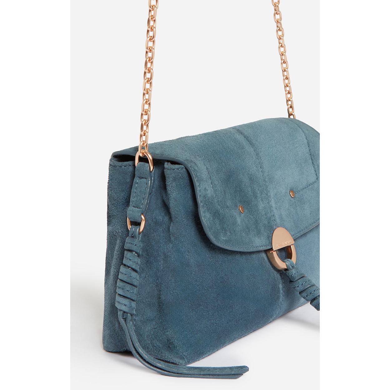 Pequeño Bolso Othilia En Cuero Aterciopelado - Azul Gris