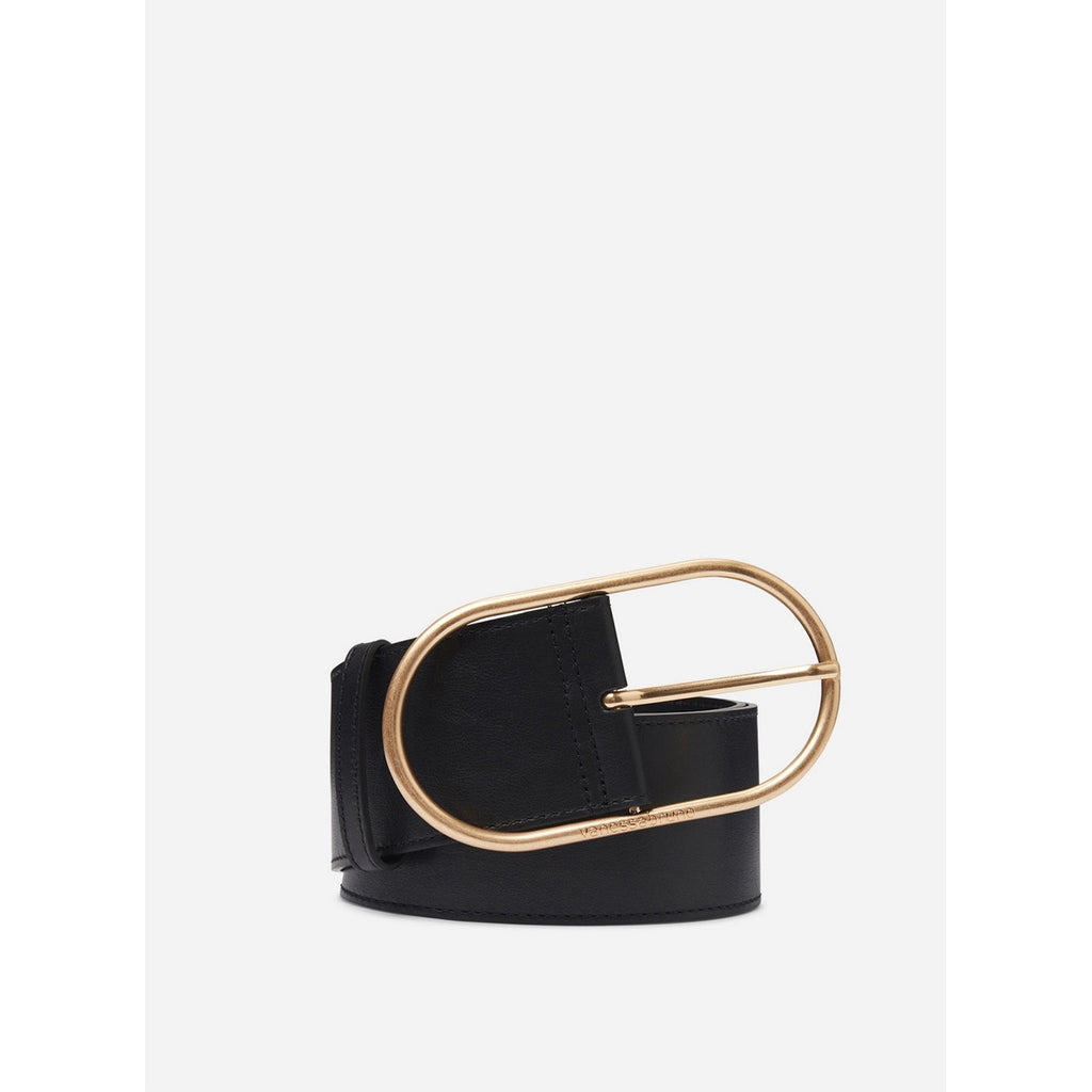 Ceinture Large À Boucle Ovale - Noir