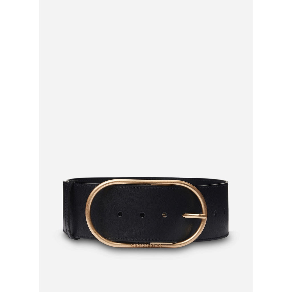 Ceinture Large À Boucle Ovale - Noir