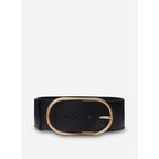Ceinture Large À Boucle Ovale - Noir