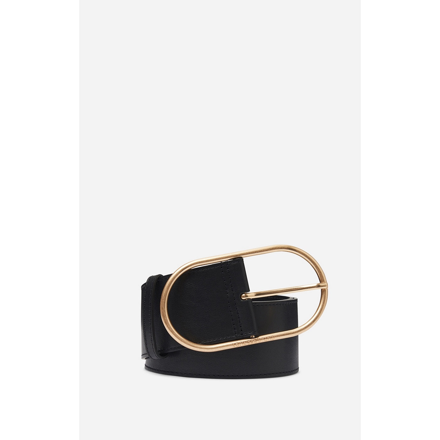 Ceinture Large À Boucle Ovale - Noir