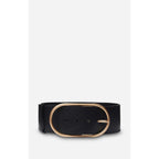 Ceinture Large À Boucle Ovale - Noir