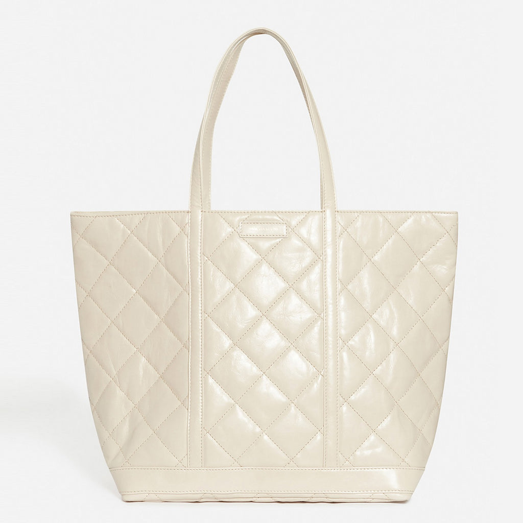 Bolso Cabas XL De Piel Acolchada - Arena