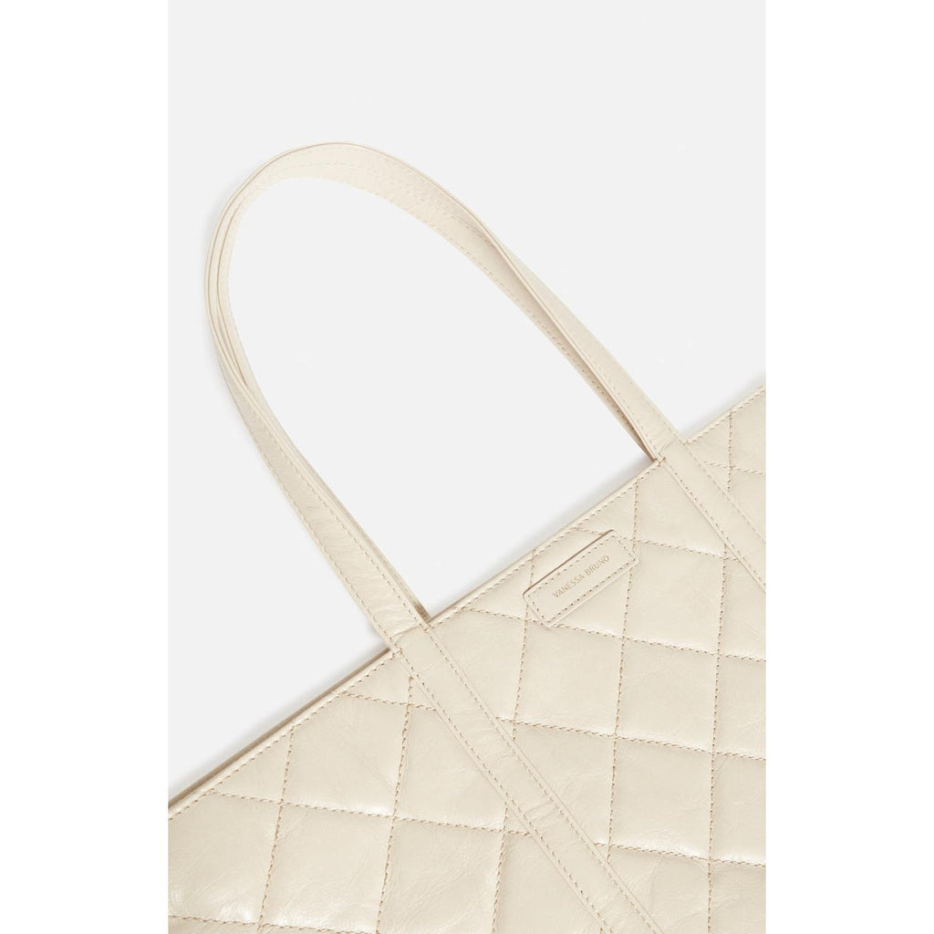 Bolso Cabas XL De Piel Acolchada - Arena