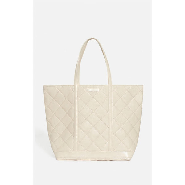 XL Quilted Leather Tote Bag - Sand/Chalk