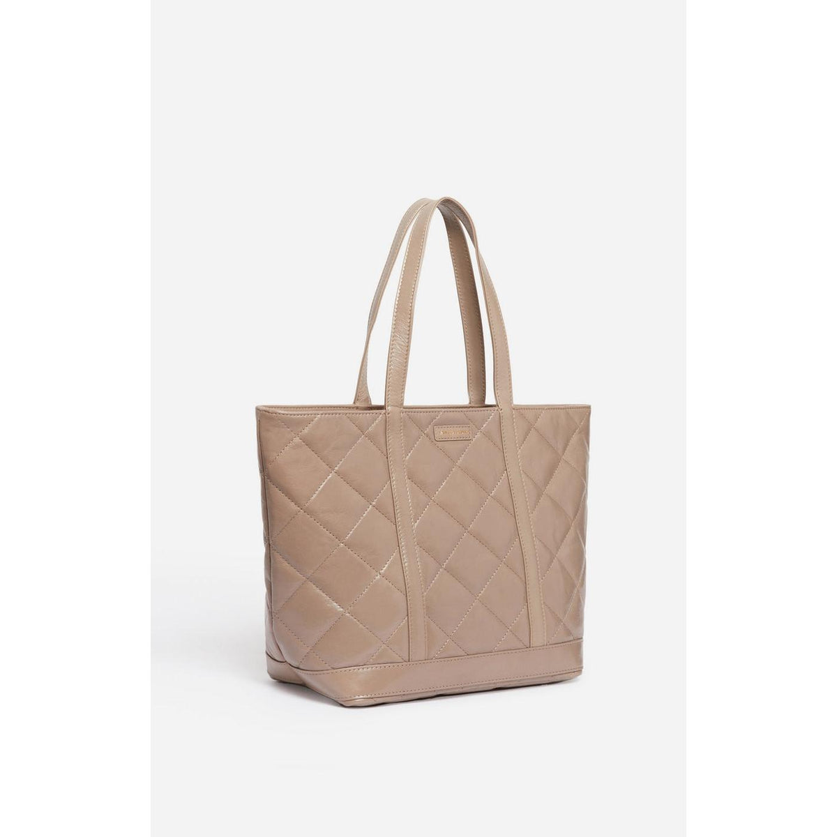 Cabas M Zippé En Cuir Matelassé - Mastic
