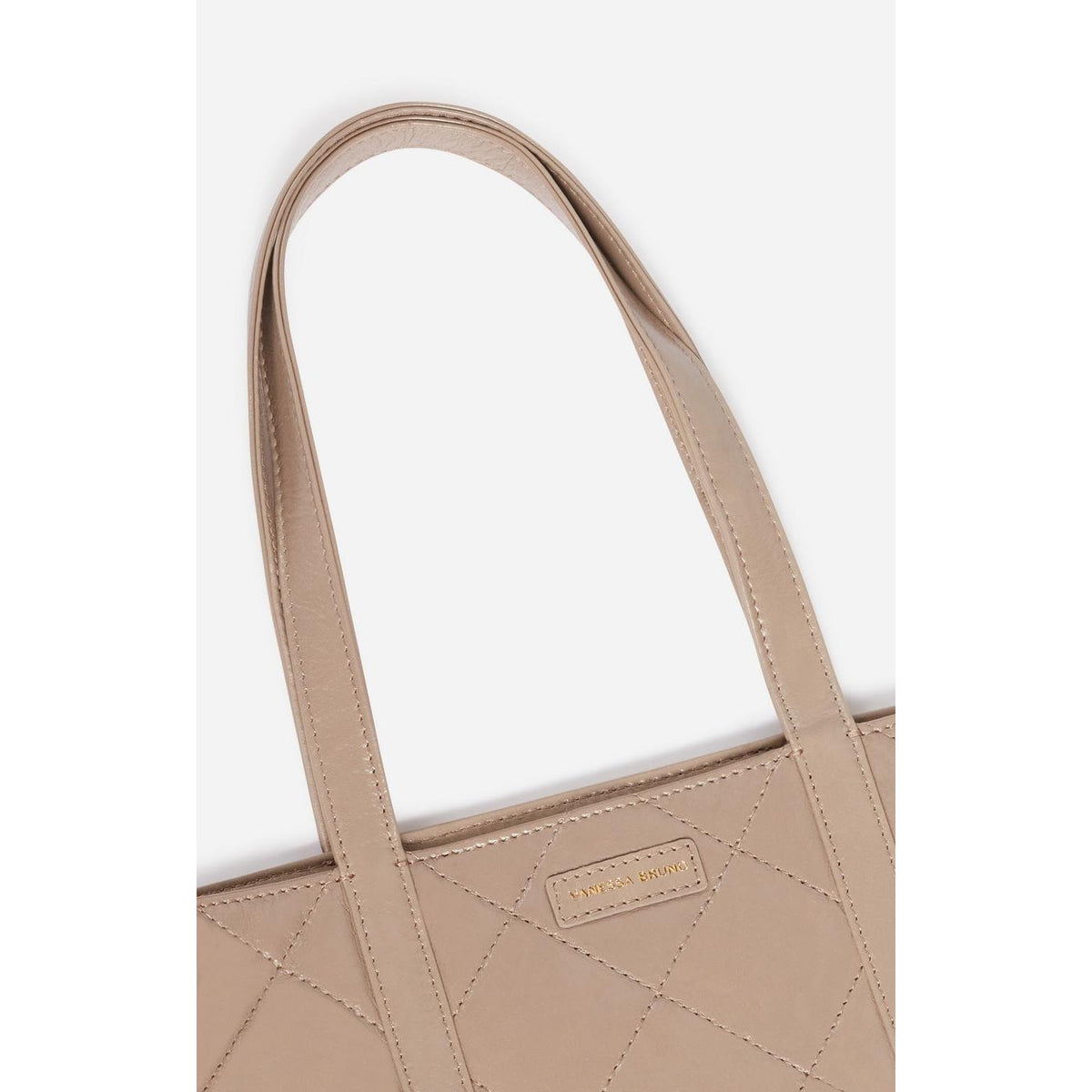 Cabas M Zippé En Cuir Matelassé - Mastic