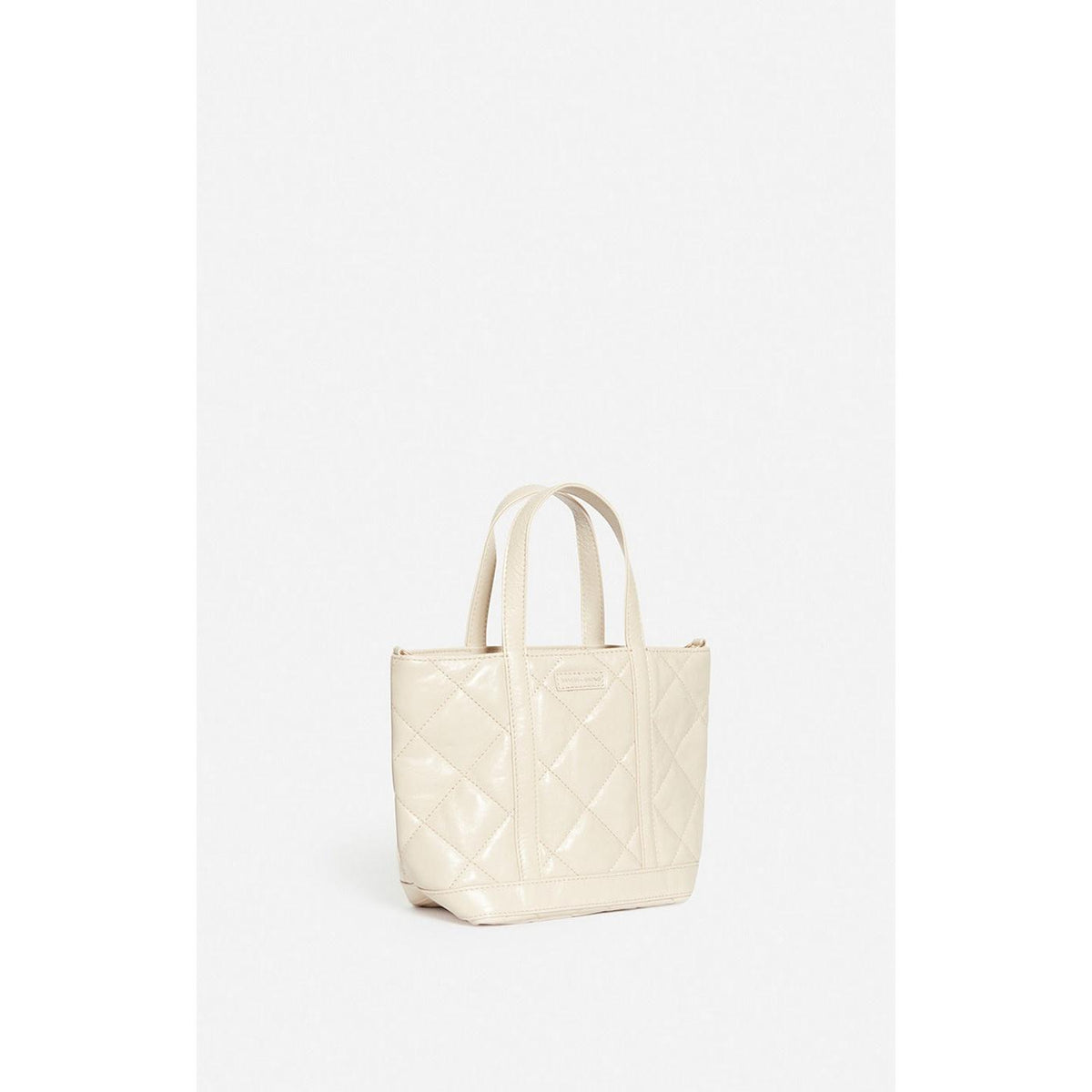 Torba Shopper S Ze Skóry Pikowanej - Piaskowy
