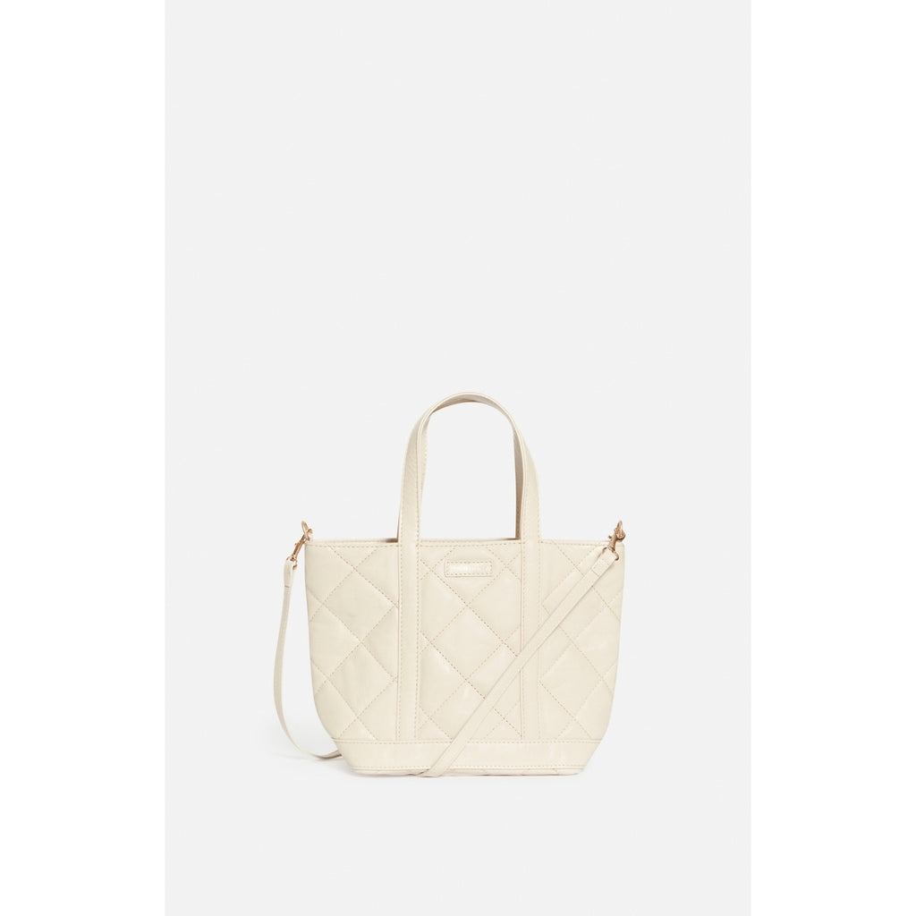 Cabas S Bandouliere en Cuir Froisse Matelasse - Sable/Craie