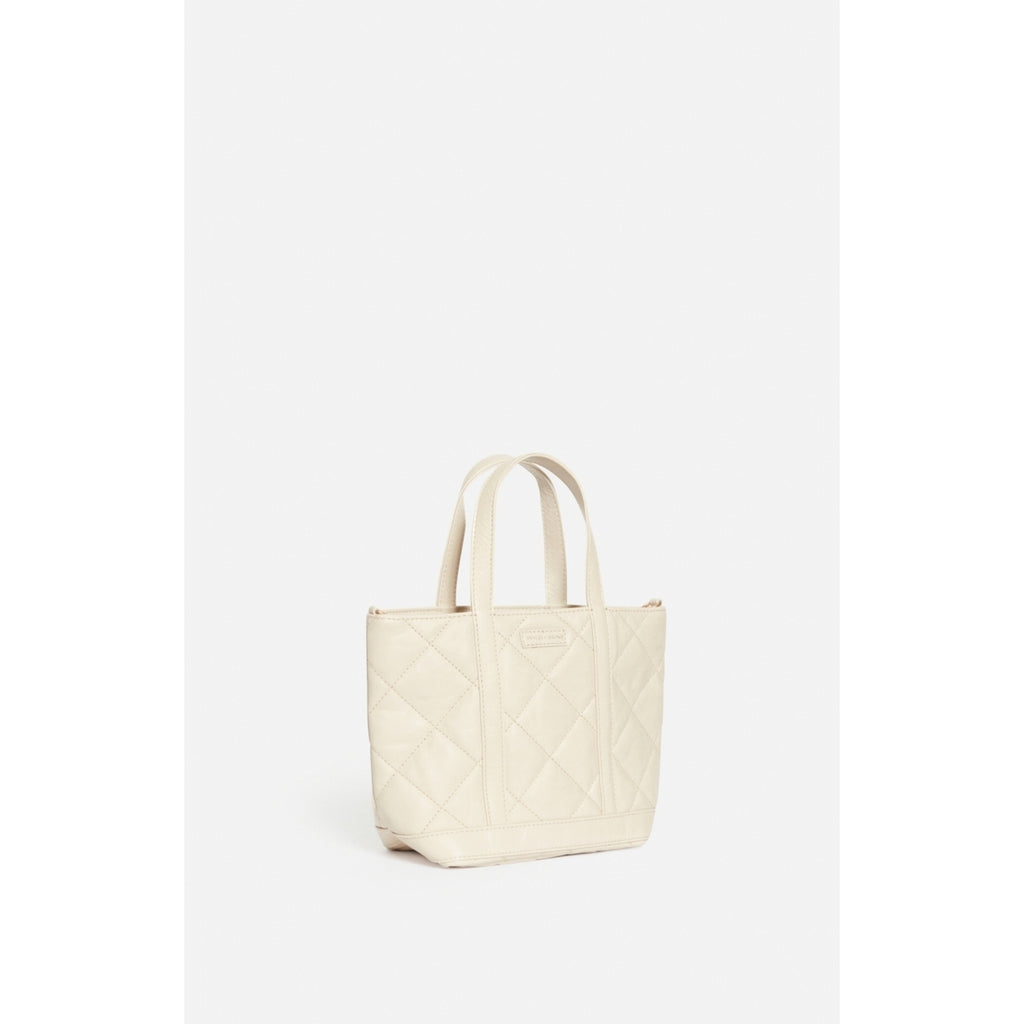 Cabas S Bandouliere en Cuir Froisse Matelasse - Sable/Craie