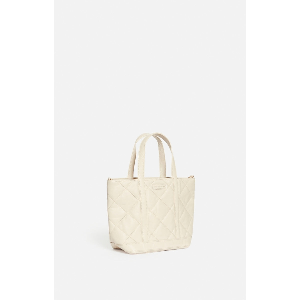 Cabas S Bandouliere en Cuir Froisse Matelasse - Sable/Craie