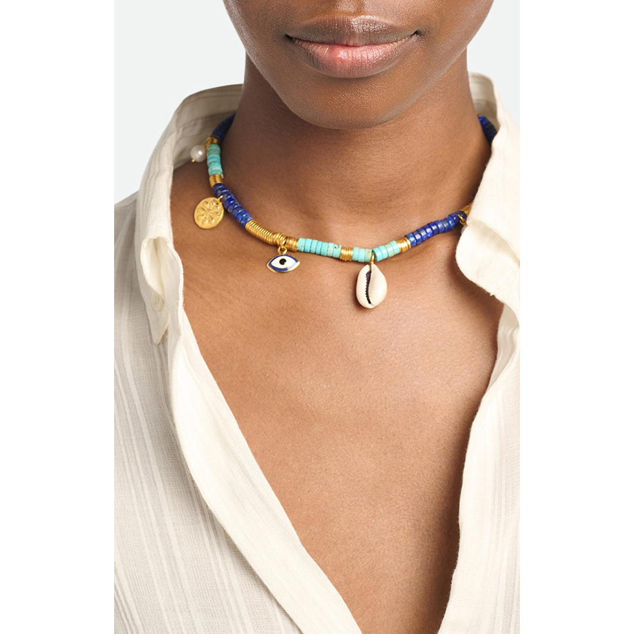 Collier En Perles - Bleu Multico