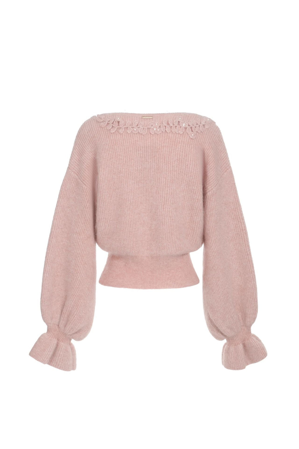 Pull En Mohair Et Laine À Crochet - Rose Pâle