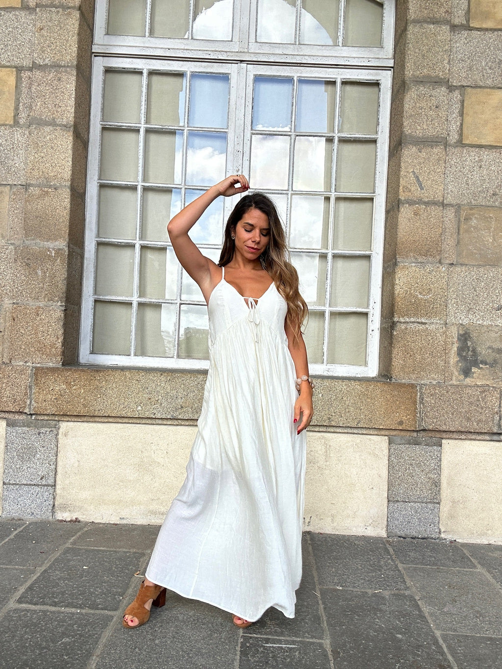 Robe longue Stella écrue
