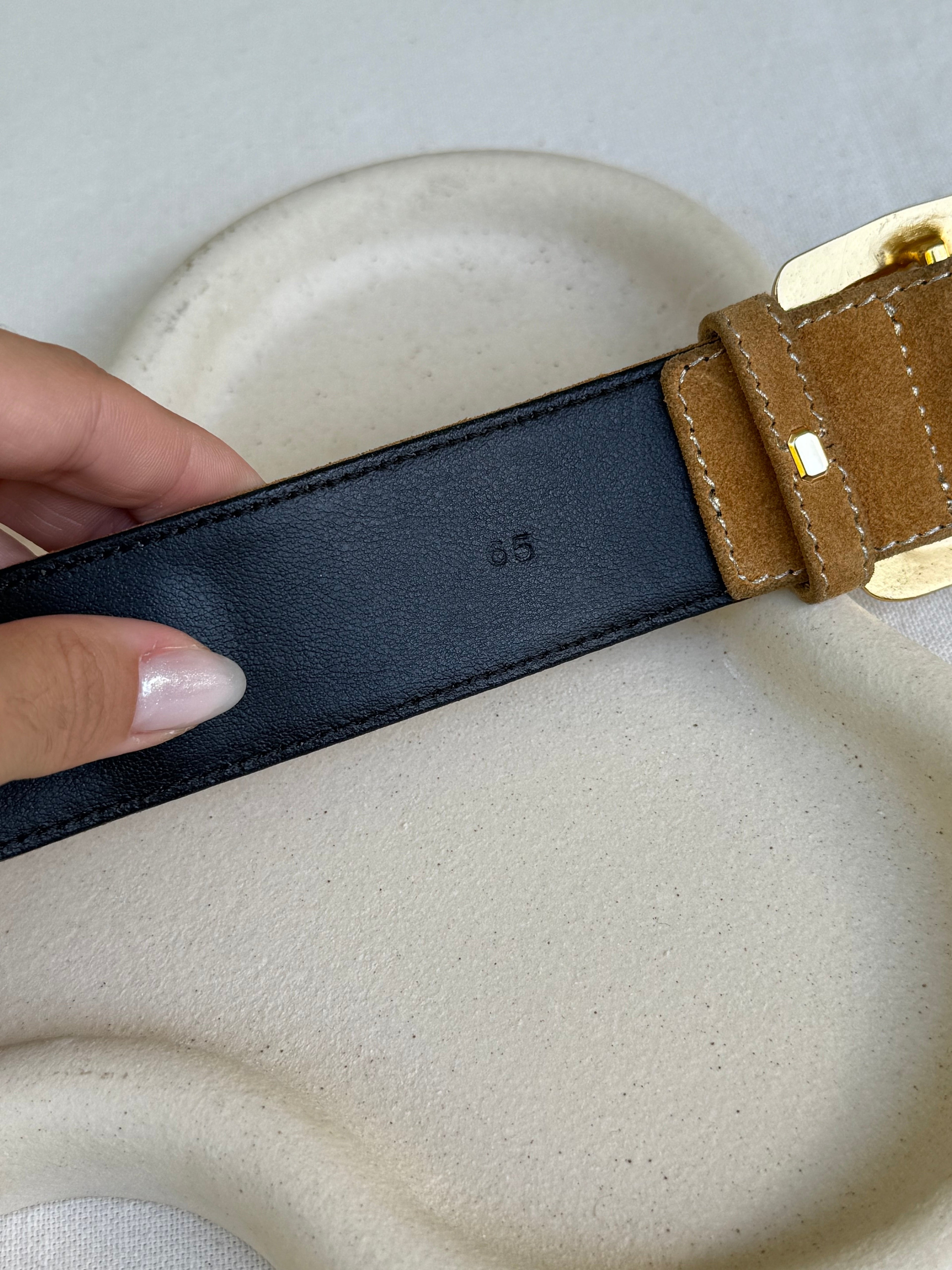 Christian Lacroix - Vintage Belt - Camel Suede And Gold Inserts