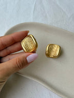 Boucles D’Oreilles Vintage - Carrés Dorés Texturés