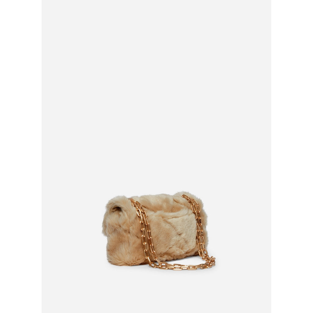 Nano Moon Bag in Faux Fur - Beige