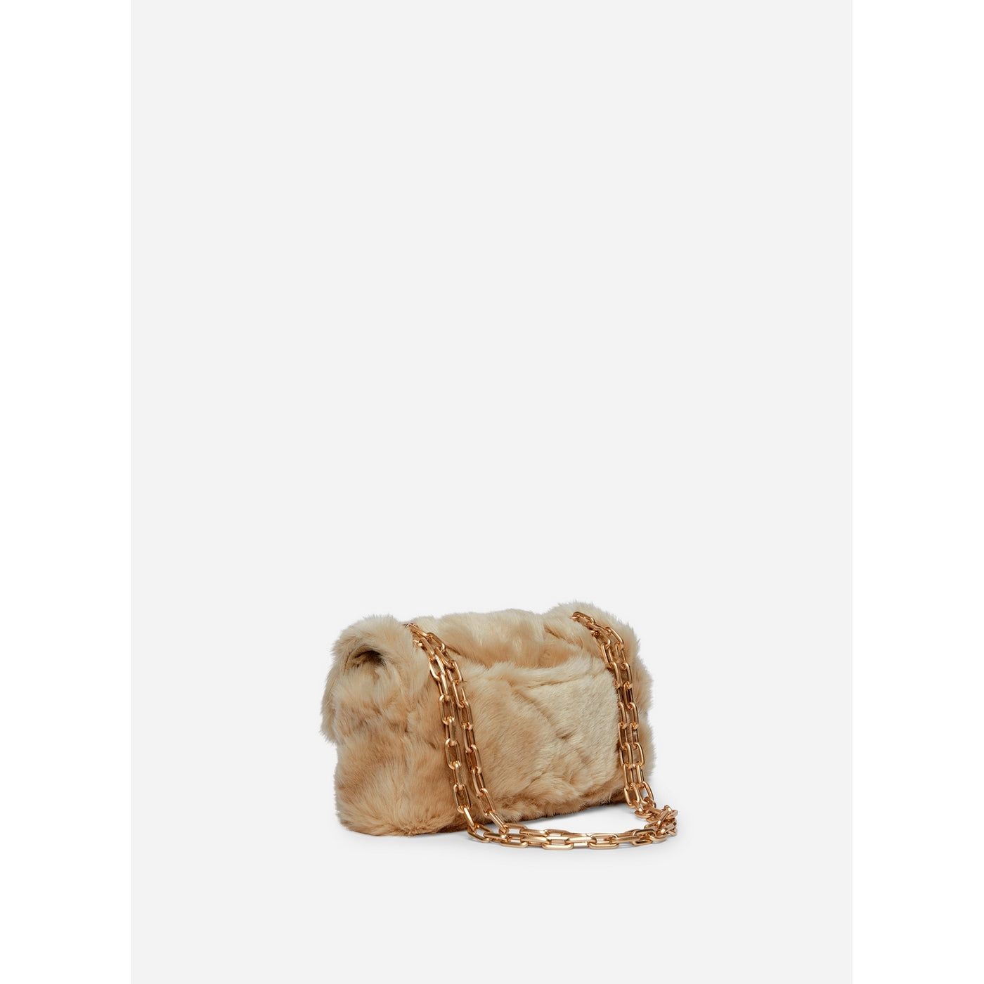 Nano Moon Bag in Faux Fur - Beige