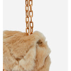 Nano Moon Bag in Faux Fur - Beige