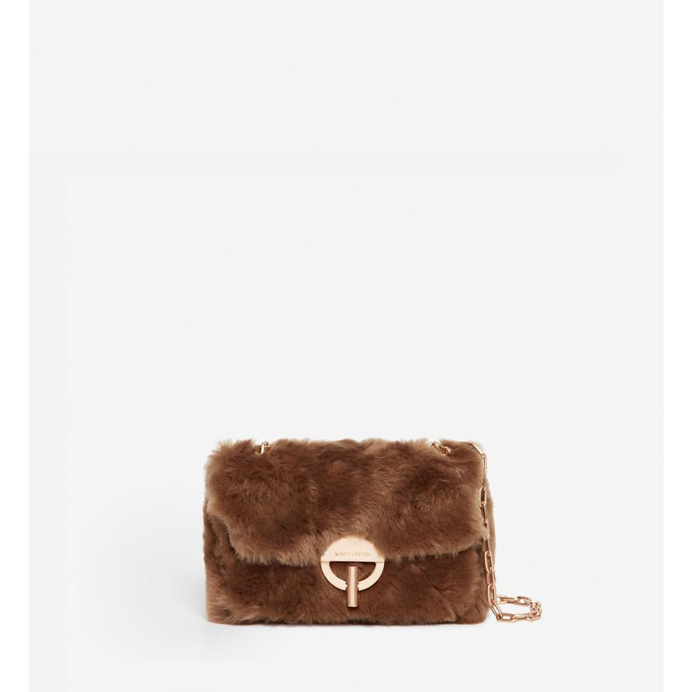 Nano Moon Bag in Faux Fur - Taupe