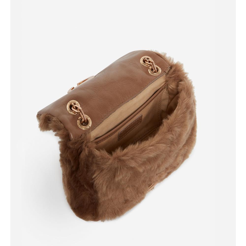 Nano Moon Bag in Faux Fur - Taupe