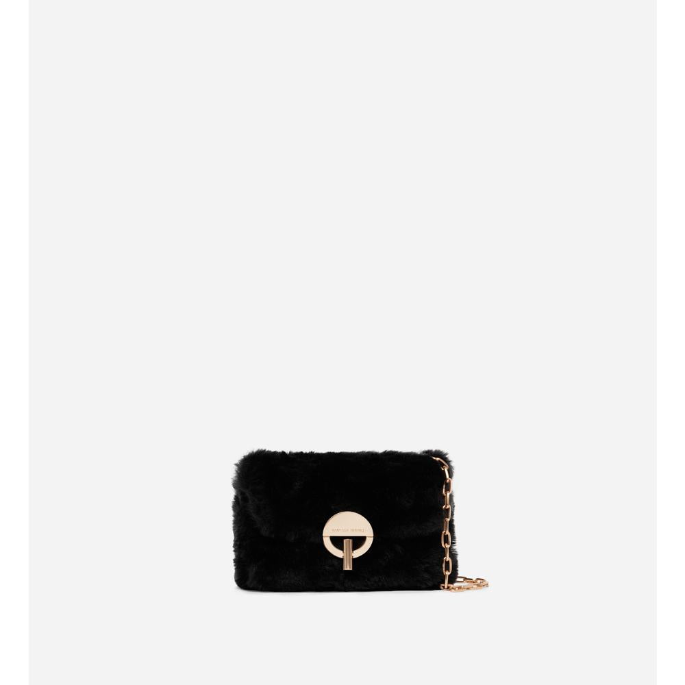 Nano Moon Bag in Faux Fur - Black
