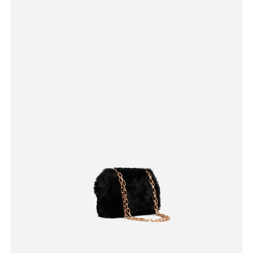 Nano Moon Bag in Faux Fur - Black
