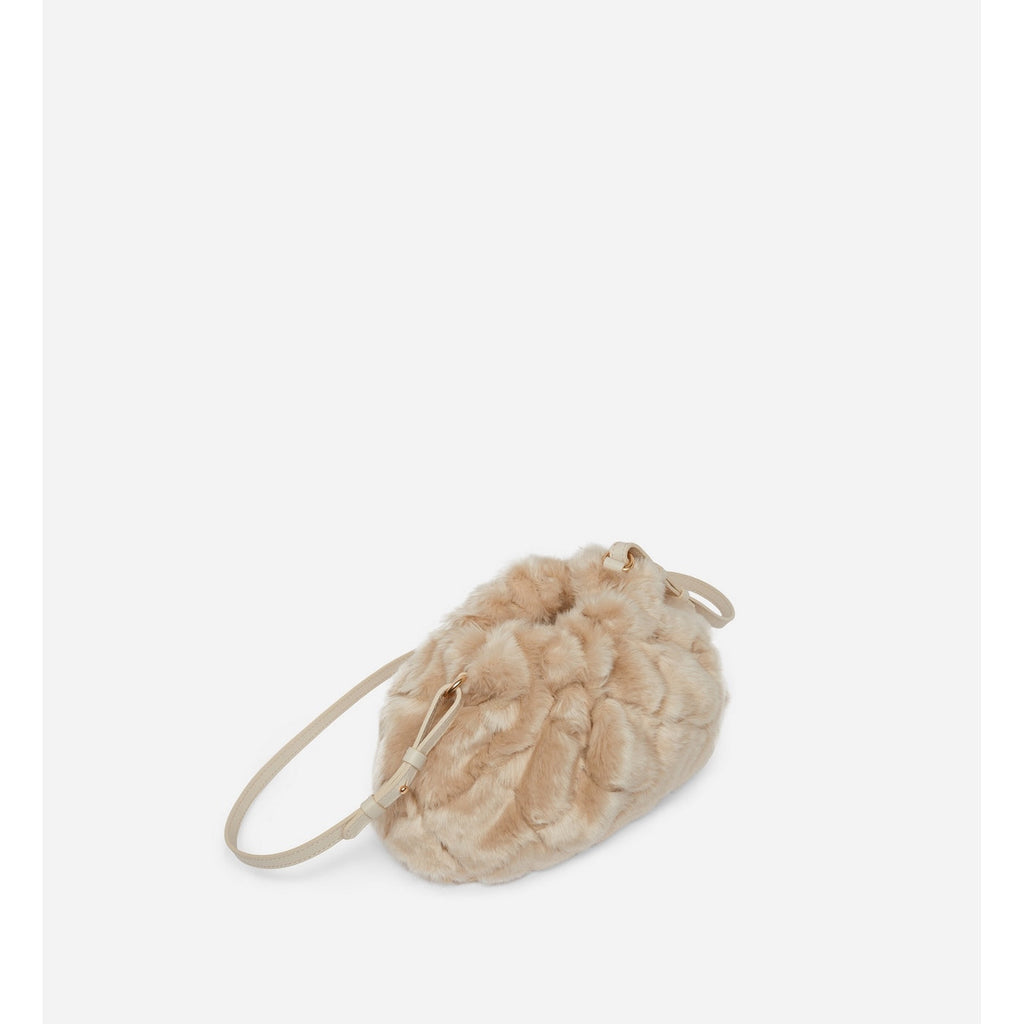 Sac Bourse Moon En Fausse Fourrure - Beige
