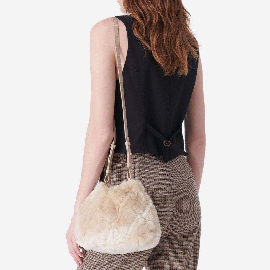 Sac Bourse Moon En Fausse Fourrure - Beige