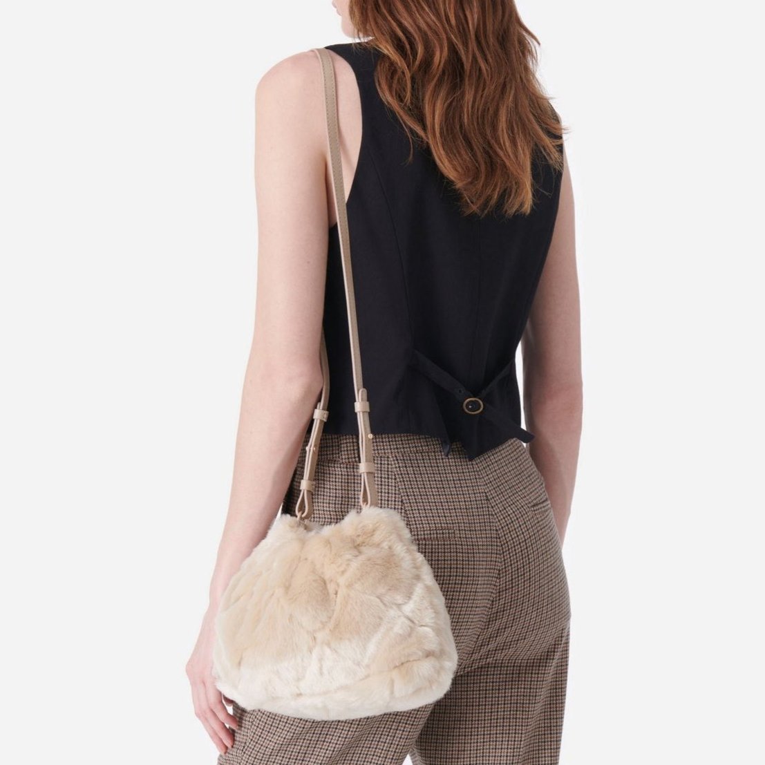 Sac Bourse Moon En Fausse Fourrure - Beige