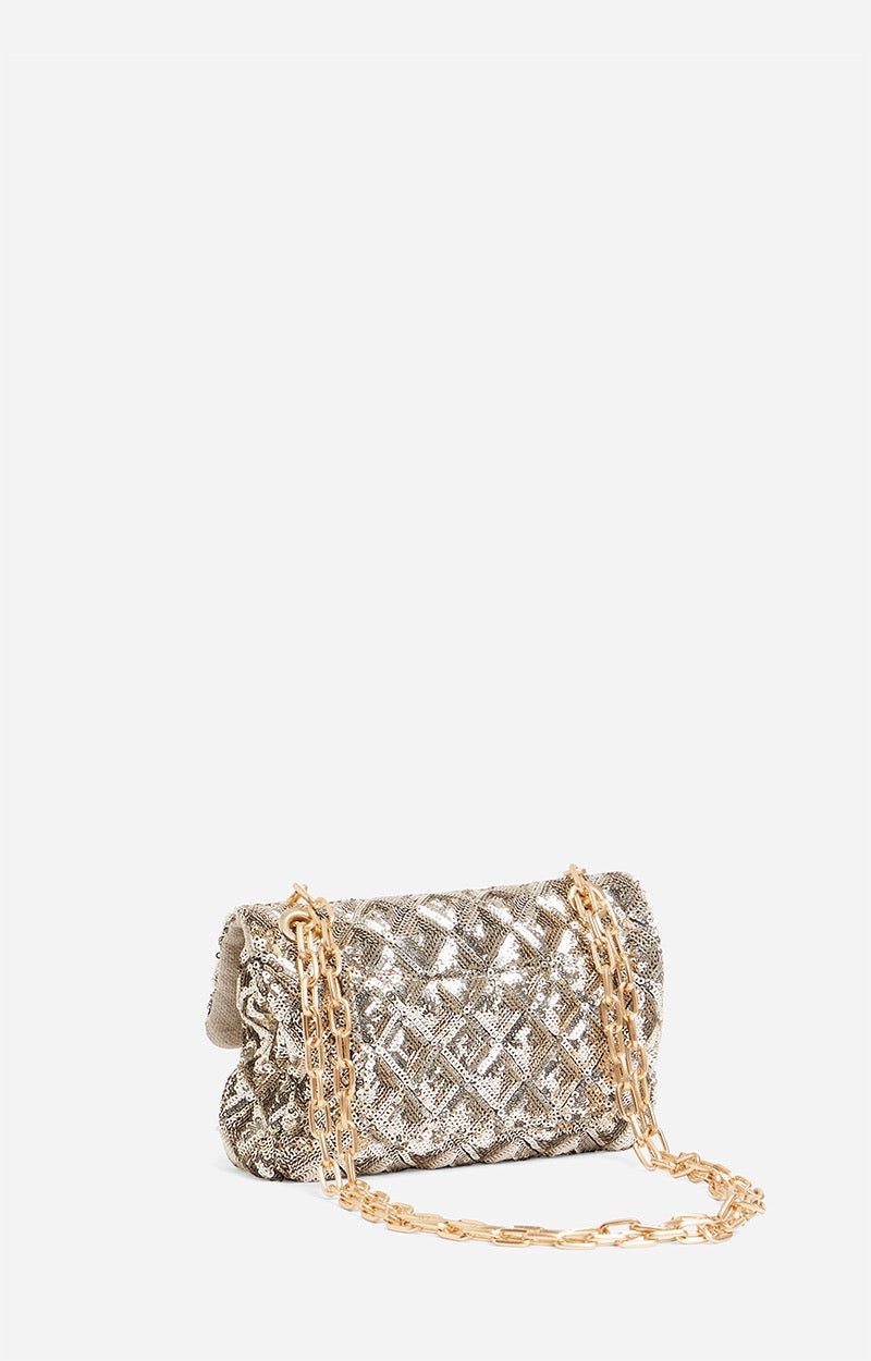 Sac Nano Moon À Sequins - Pale Gold