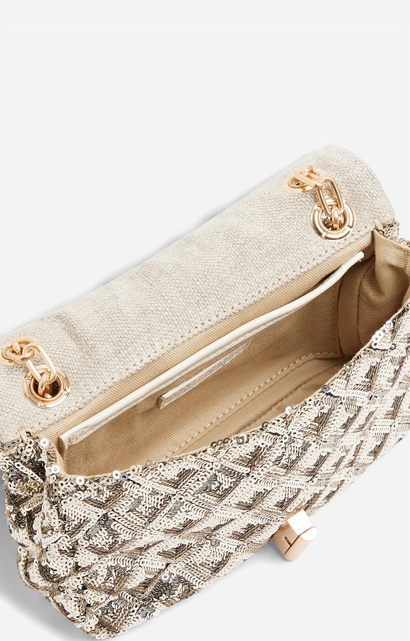Sac Nano Moon À Sequins - Pale Gold