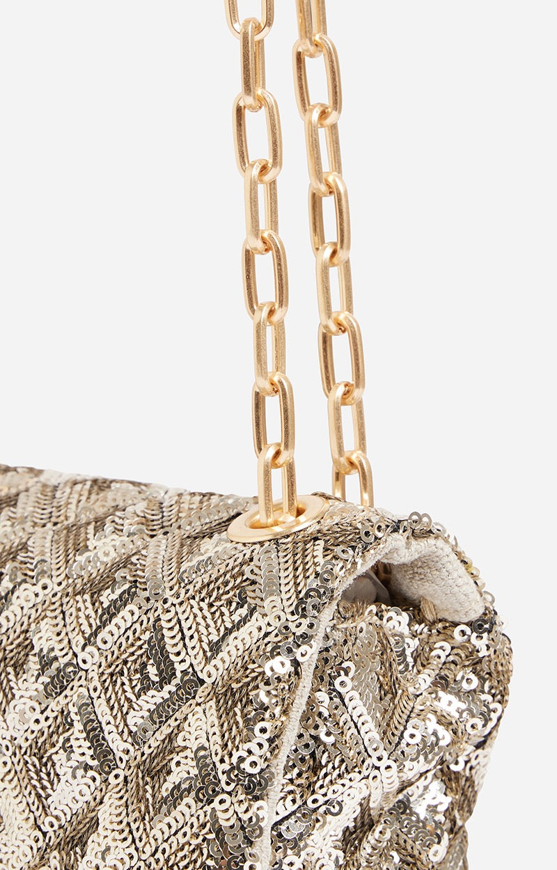 Sac Nano Moon À Sequins - Pale Gold