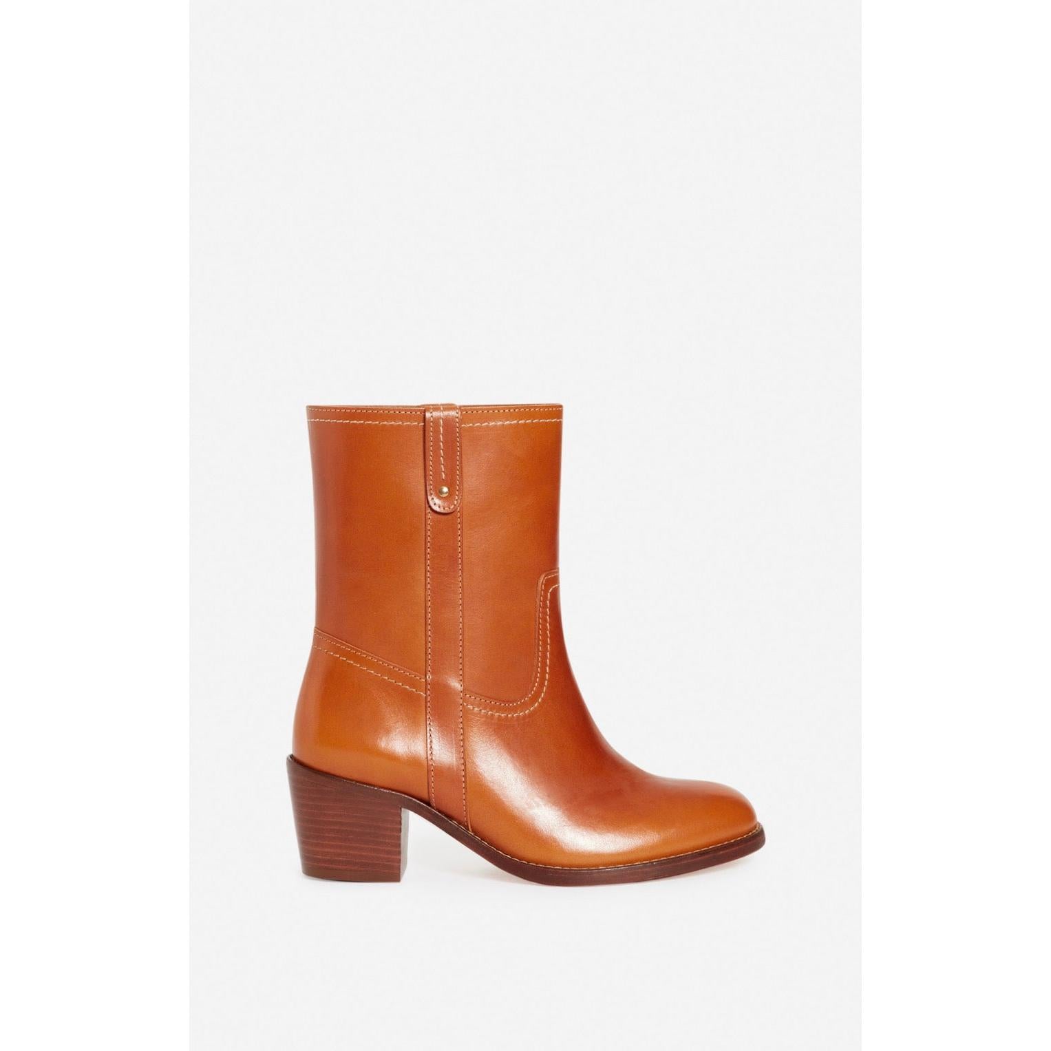 Botines De Cuero Con Curtido Vegetal - Miel