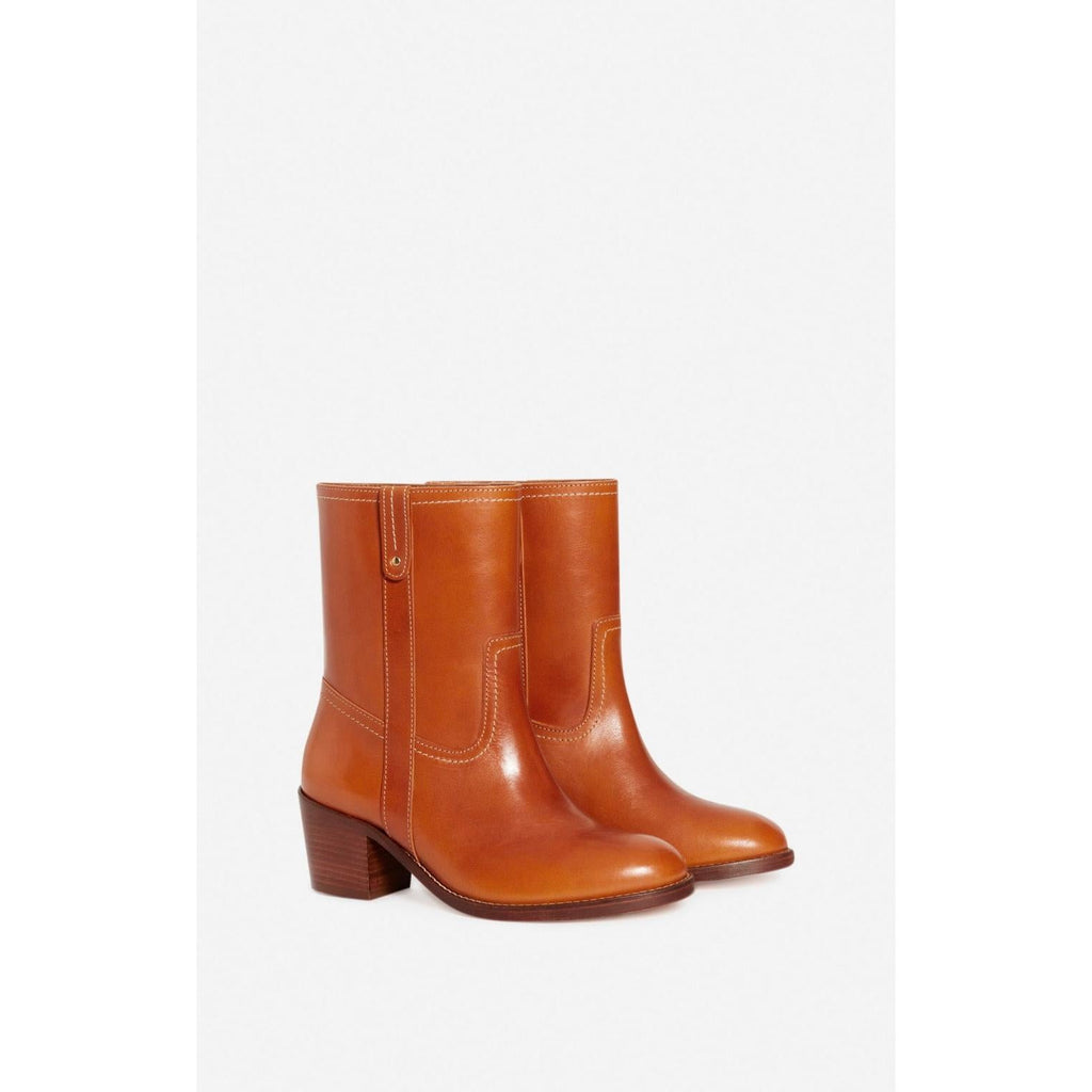 Botines De Cuero Con Curtido Vegetal - Miel
