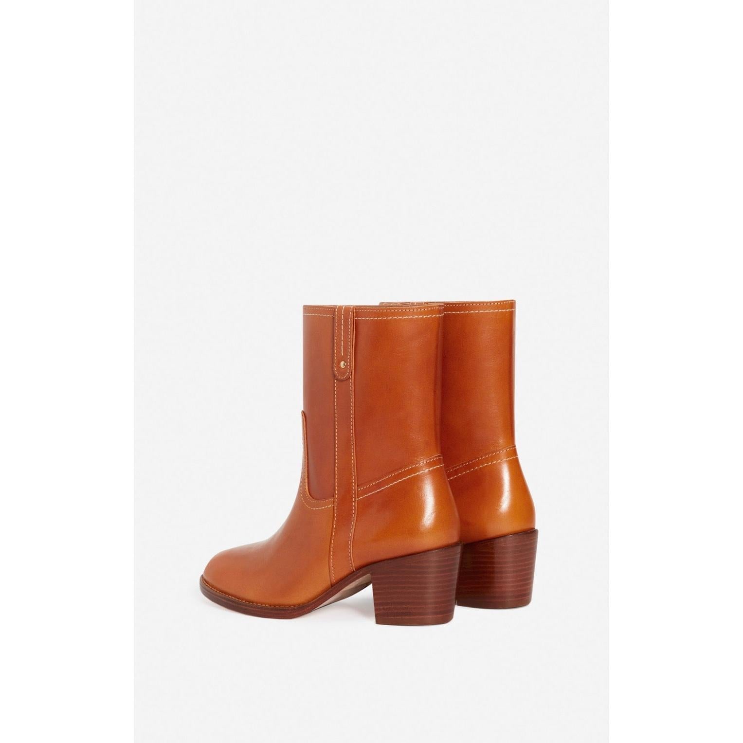 Botines De Cuero Con Curtido Vegetal - Miel