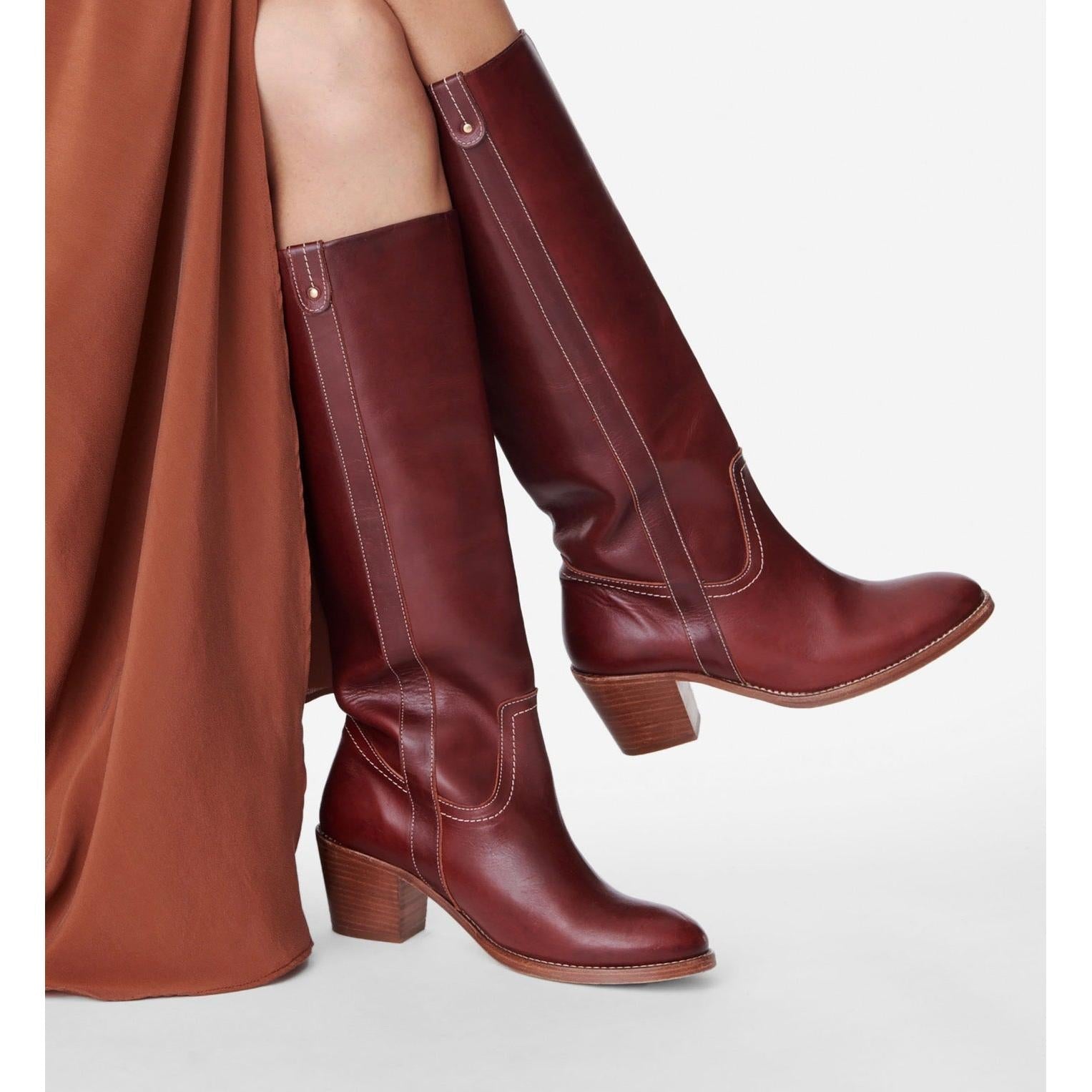 Vegetable-Tanned Leather Boots - Beetroot