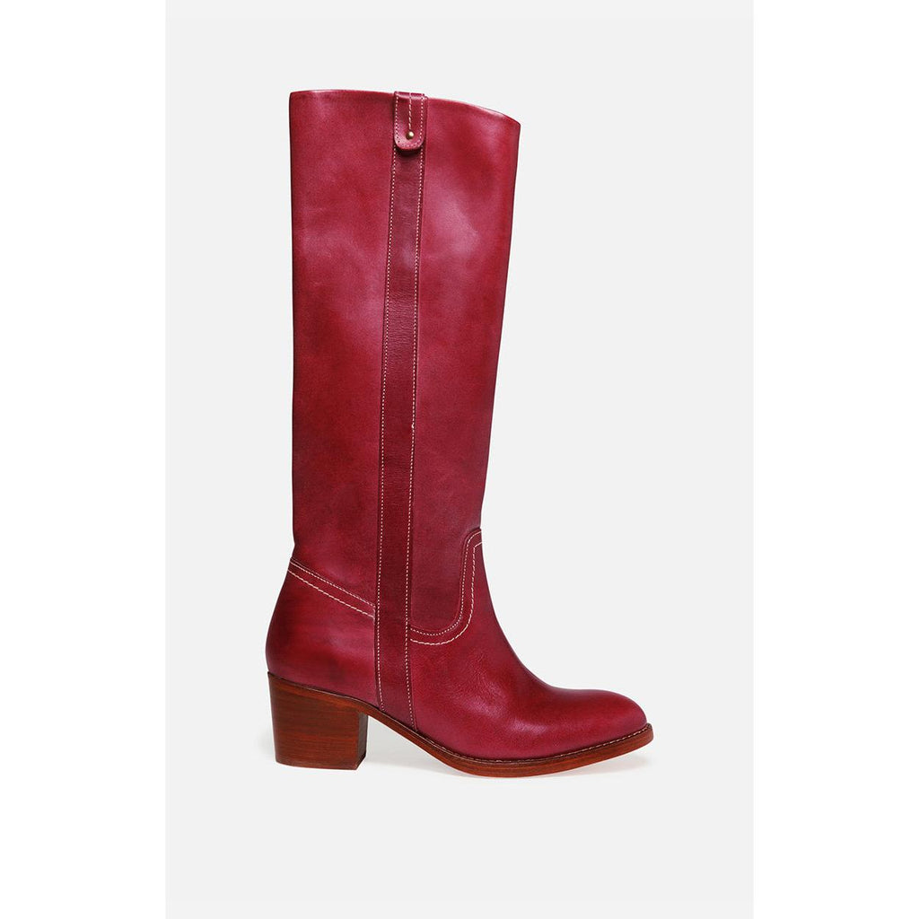 Vegetable-Tanned Leather Boots - Raspberry