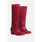 Vegetable-Tanned Leather Boots - Raspberry