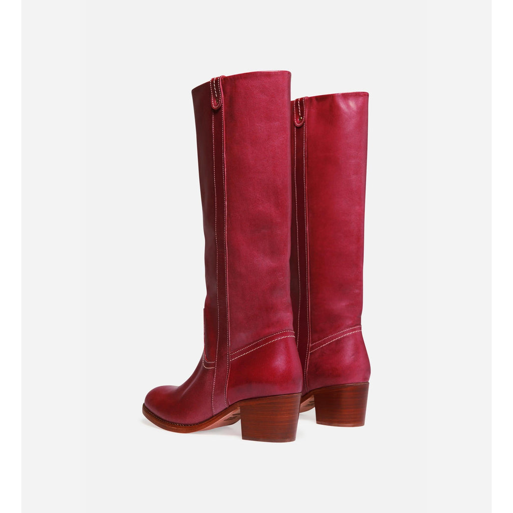 Vegetable-Tanned Leather Boots - Raspberry