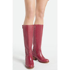 Vegetable-Tanned Leather Boots - Raspberry