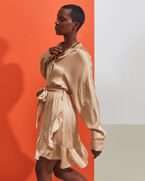 Vestido camisero - Beige - Mujer