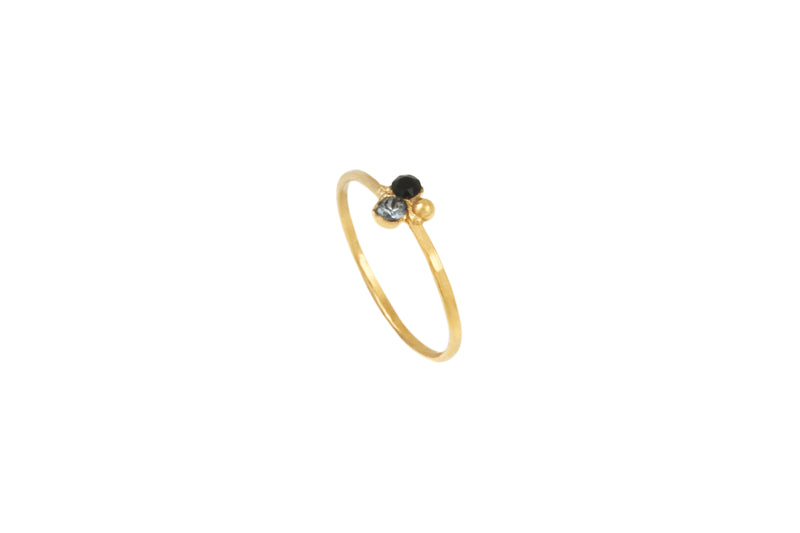 Bague Dorée 2S1B Noire