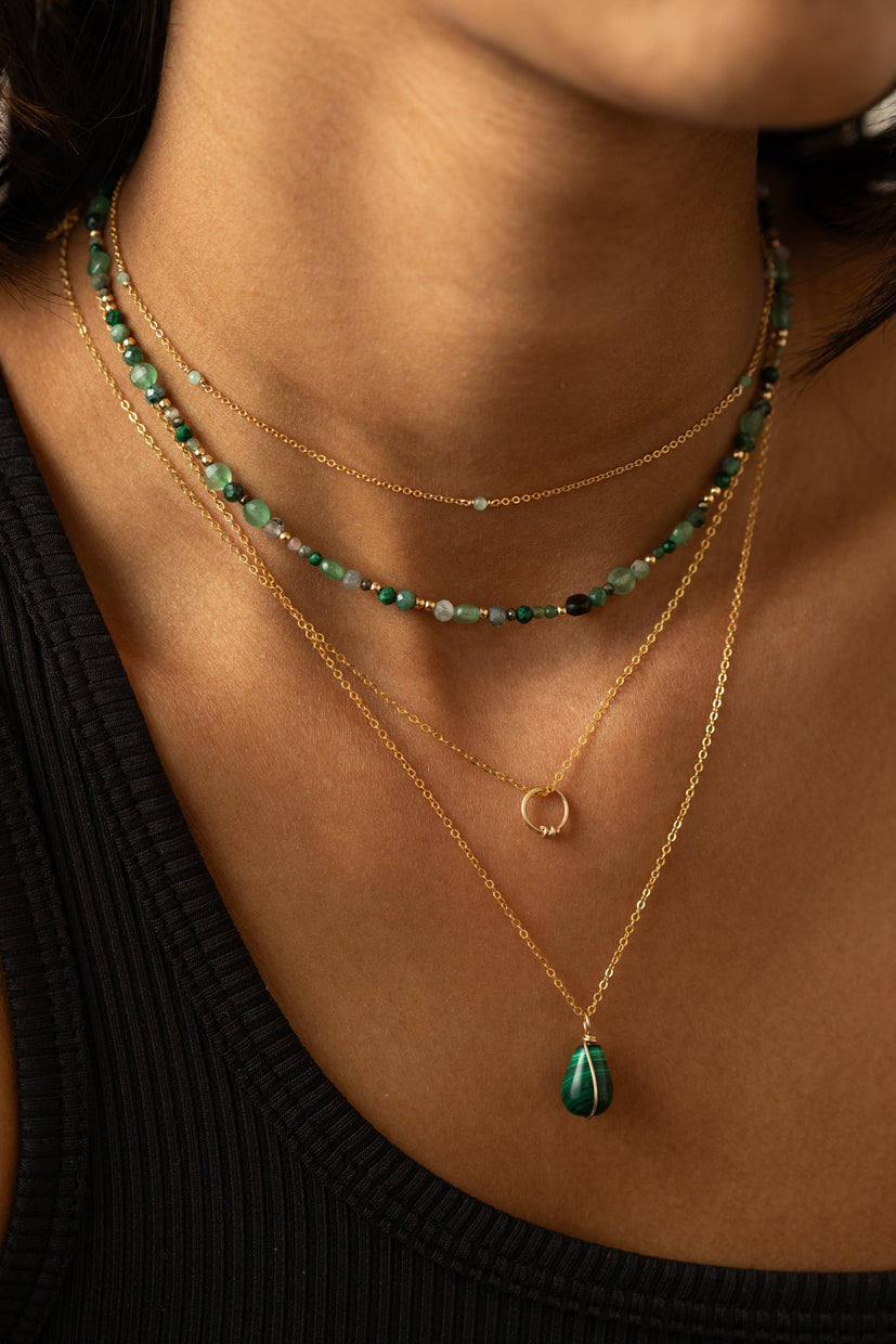 Satellite Double Necklace-Bracelet - Emerald