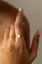 Bague Chaînette Coeur - Nacre