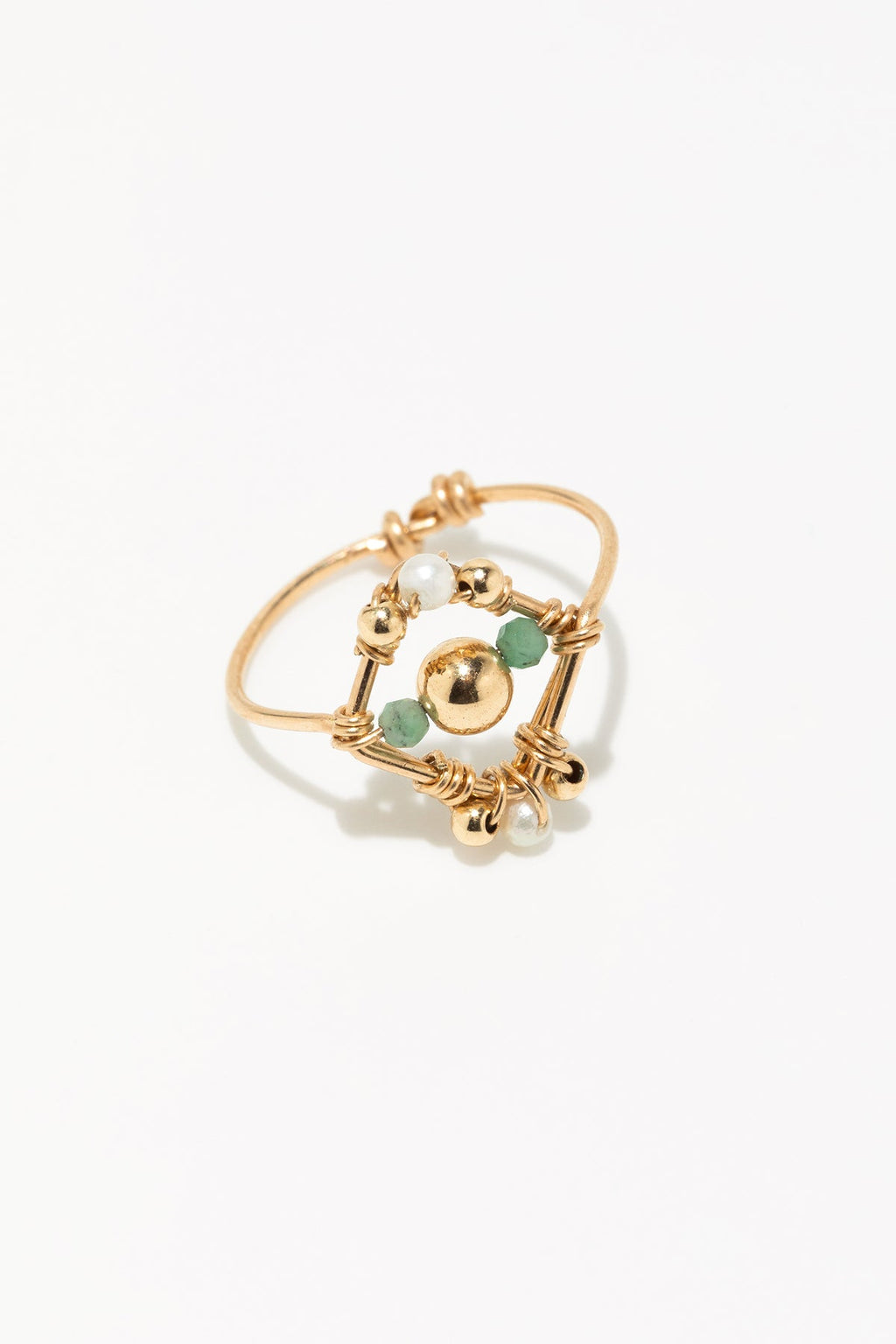 Anello Thalia - Perla Di Coltura E Smeraldo