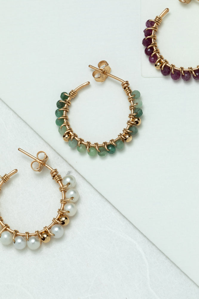 Frida Medium Hoop Earrings - Emerald