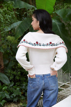 Pure Cashmere Embroidered Collar Jumper - Beige