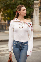 Pure Cashmere Embroidered Collar Jumper - Beige