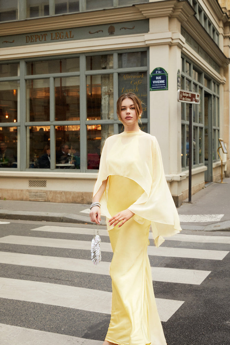 Yellow Satin Wedding Dress
